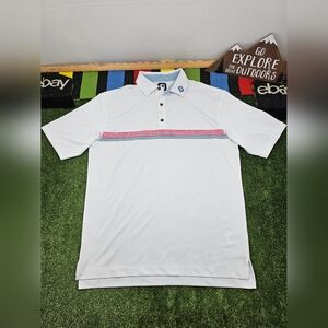 FootJoy Mens Polo Golf Shirt Pin Stripes Shortsleeve Size XL Color White